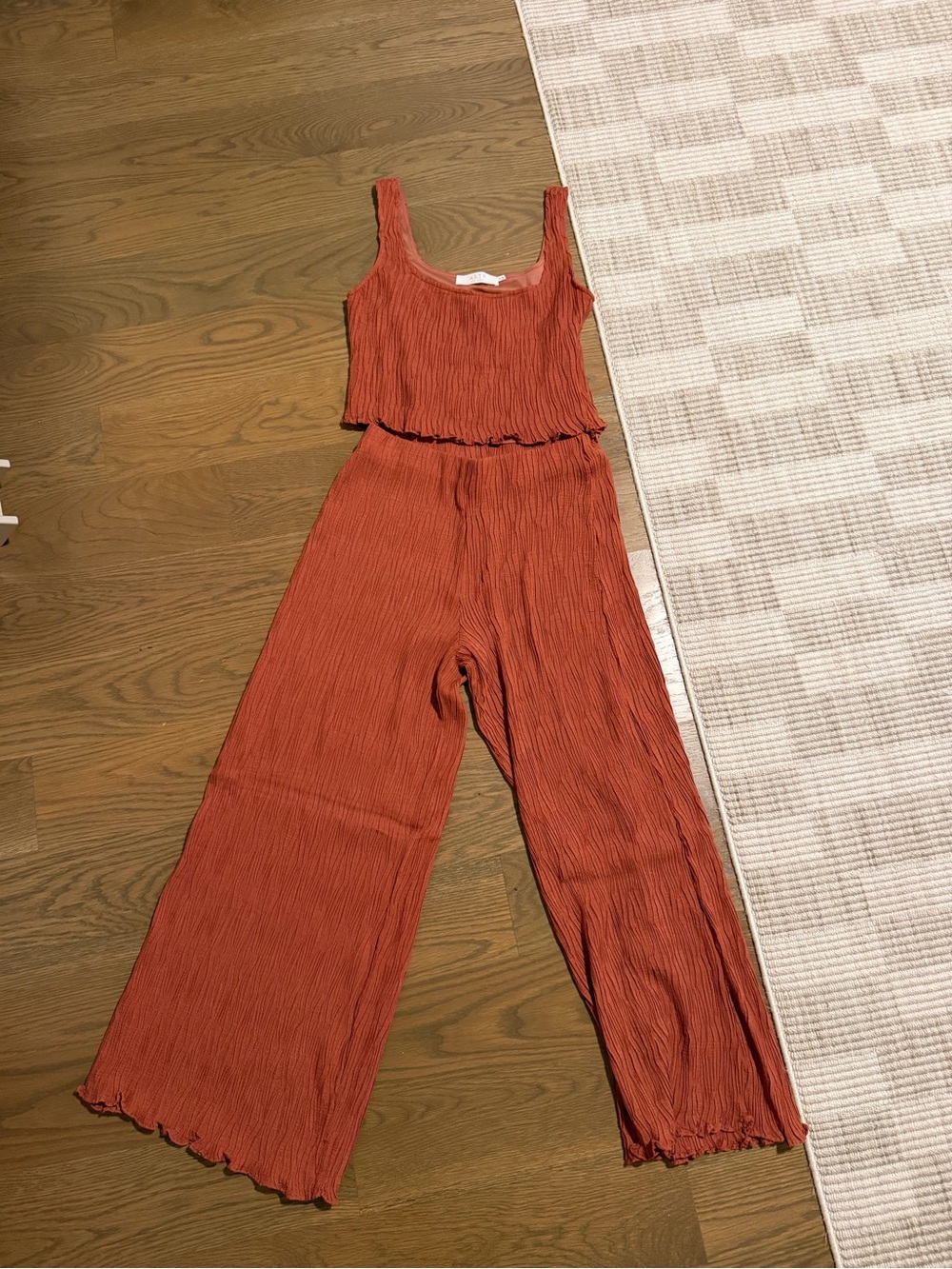 ASTR the Label Rust Sleeveless Wide-Leg Set